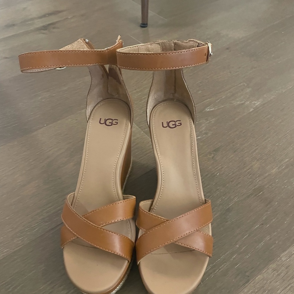 Ugg brown leather wedges